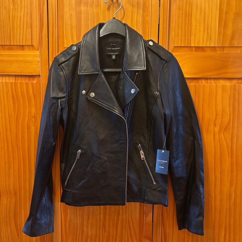 Lucky Brand Black Lamb Leather Jacket Size M NWT